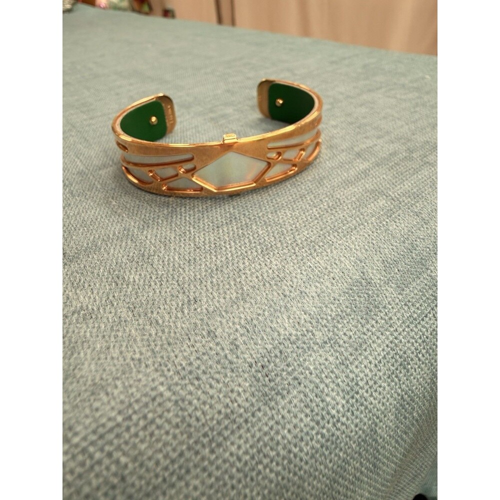 LES GEORGETTES 14mm Rose Gold Plated Cuff Opal Iridescent Made In France